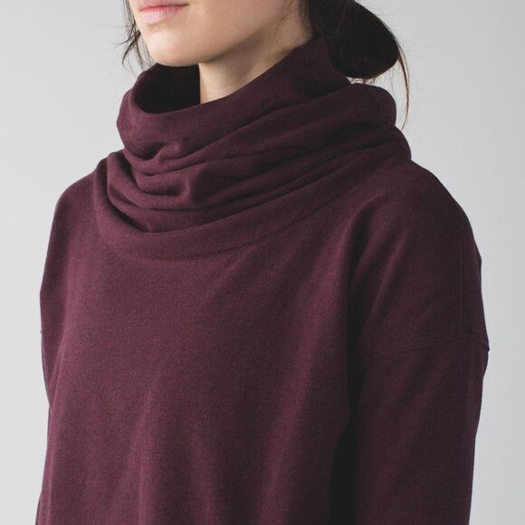 Lululemon Stress Less Hoodie Heathered Bordeaux Drama Burgundy Size 4 - Picture 3 of 8